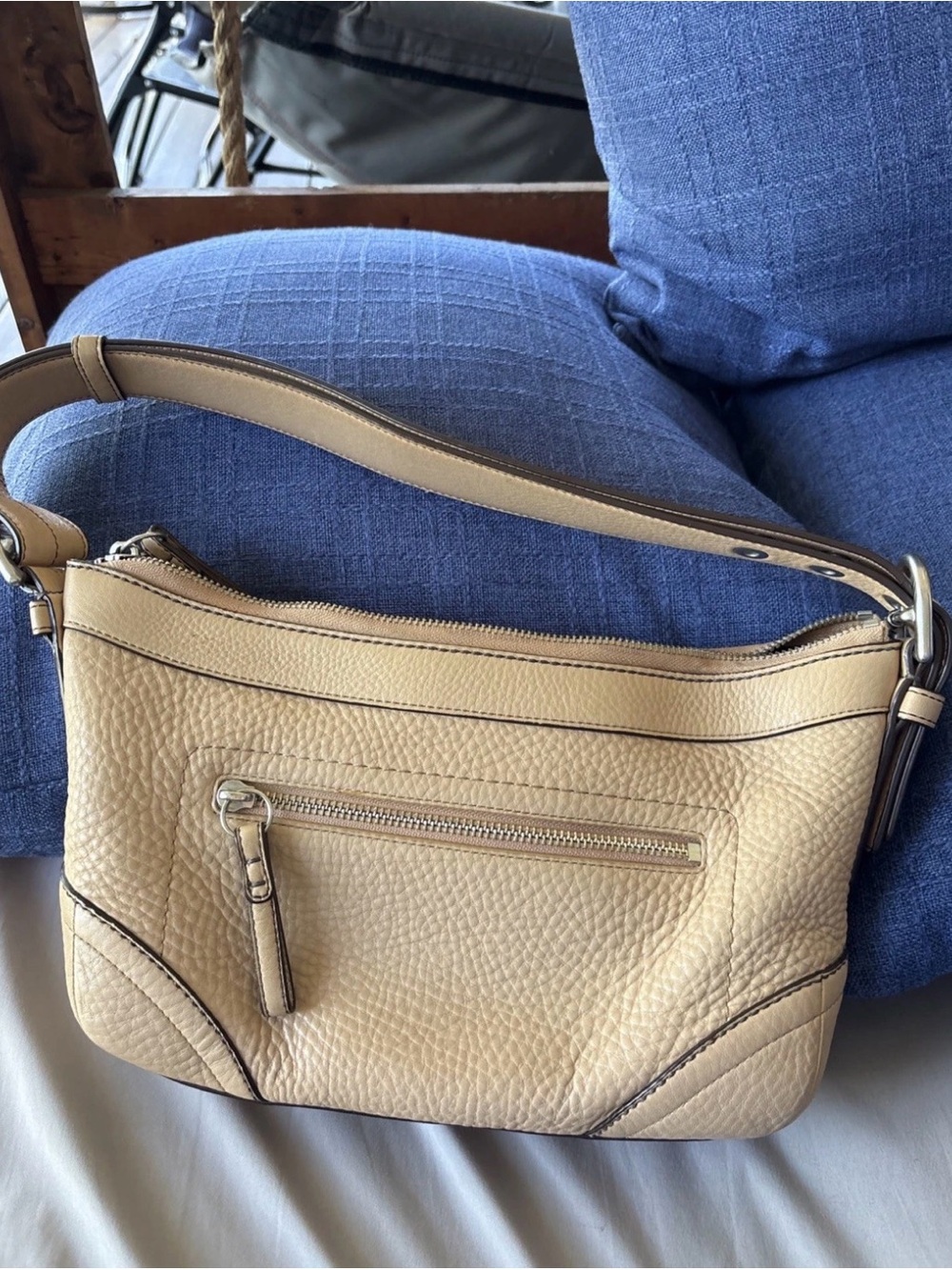 Coach Madison SoHo F12321 Tan Pebbled Leather Convertible Brown Cloth Interior - Picture 2 of 13